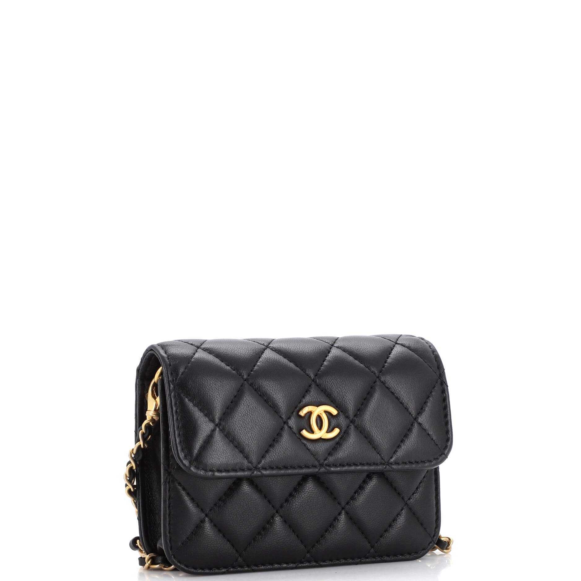 Pearl Crush Flap Clutch with Chain Quilted Lambskin Mini