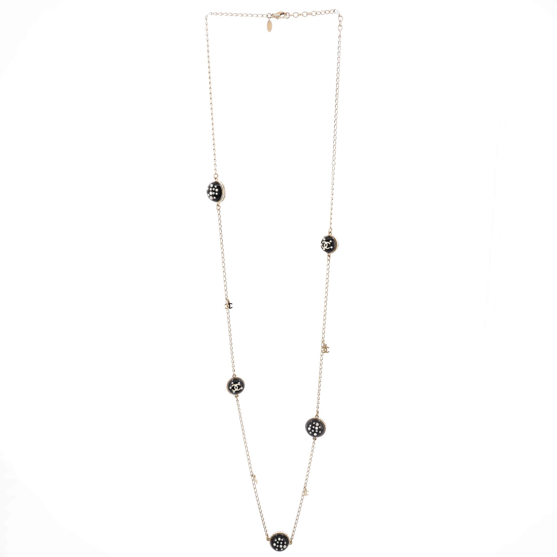 CC Long Necklace Faux Pearls and Beads