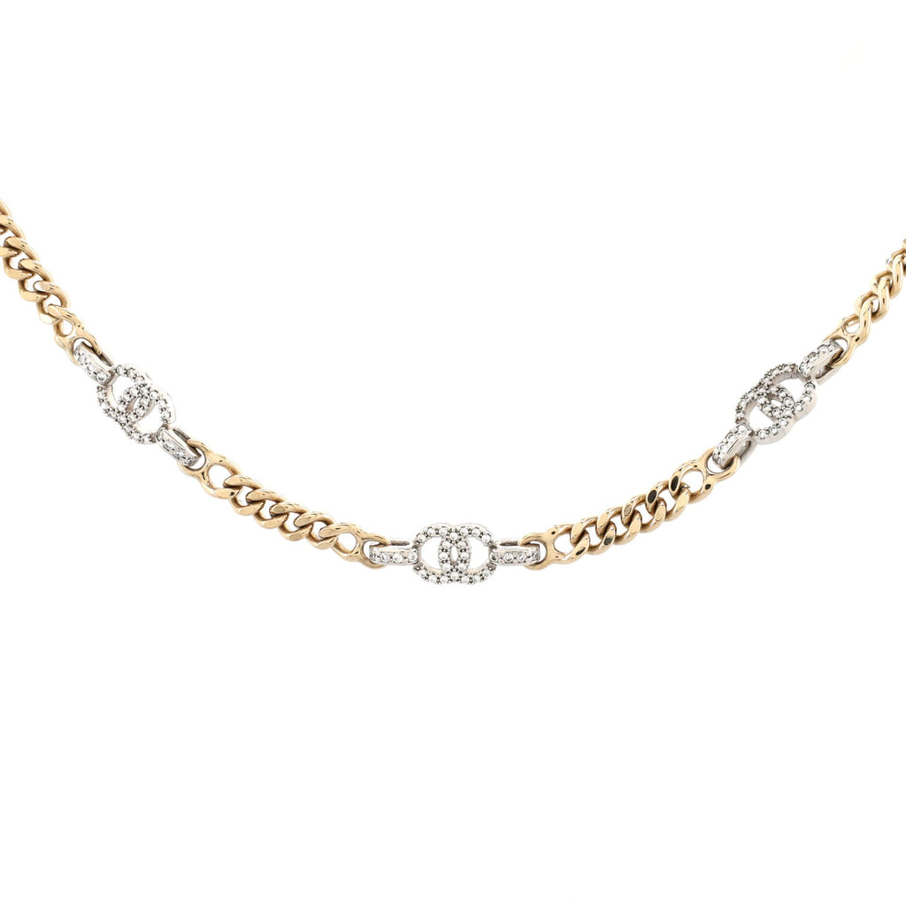 Triple CC Choker Necklace Metal with Crystals