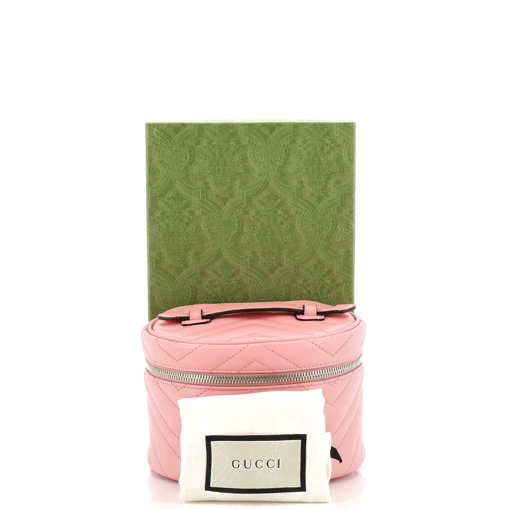 GG Marmont Top Handle Cosmetic Case Matelasse Leather Mini