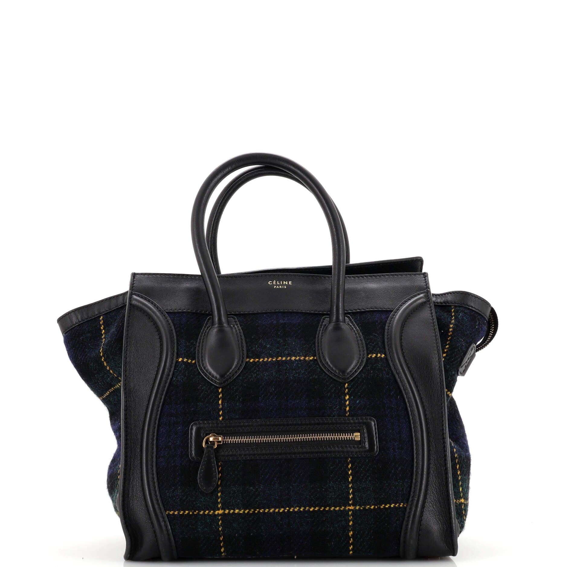 Multicolor Luggage Bag Tartan Tweed with Leather Mini