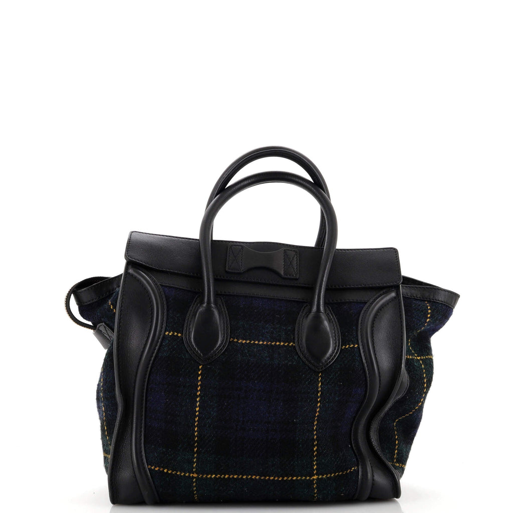 Multicolor Luggage Bag Tartan Tweed with Leather Mini