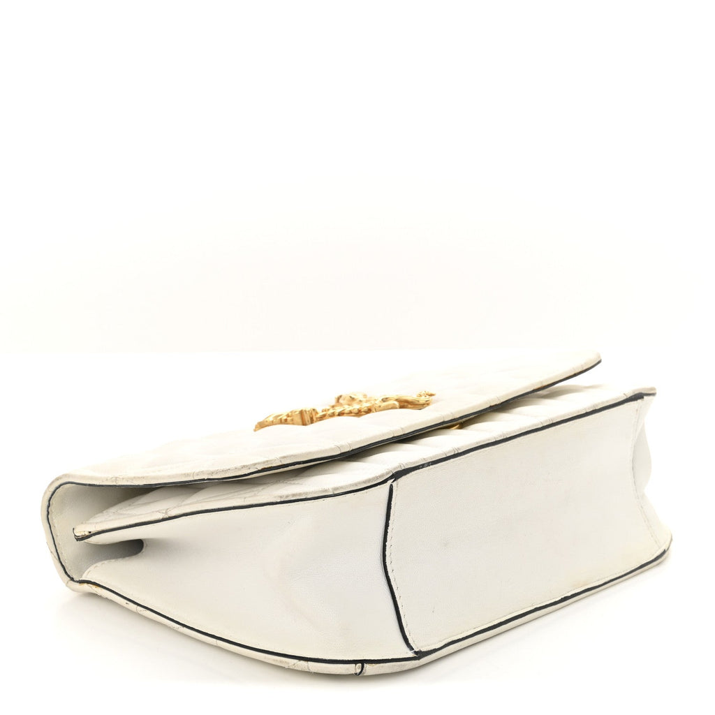 Nappa Quilted Virtus Top Handle Shoulder Bag White