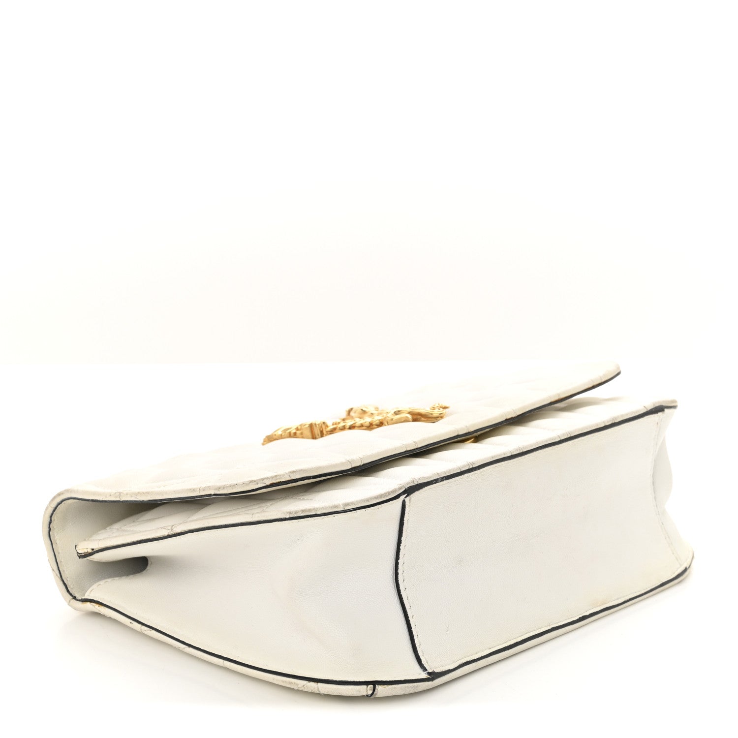 Nappa Quilted Virtus Top Handle Shoulder Bag White