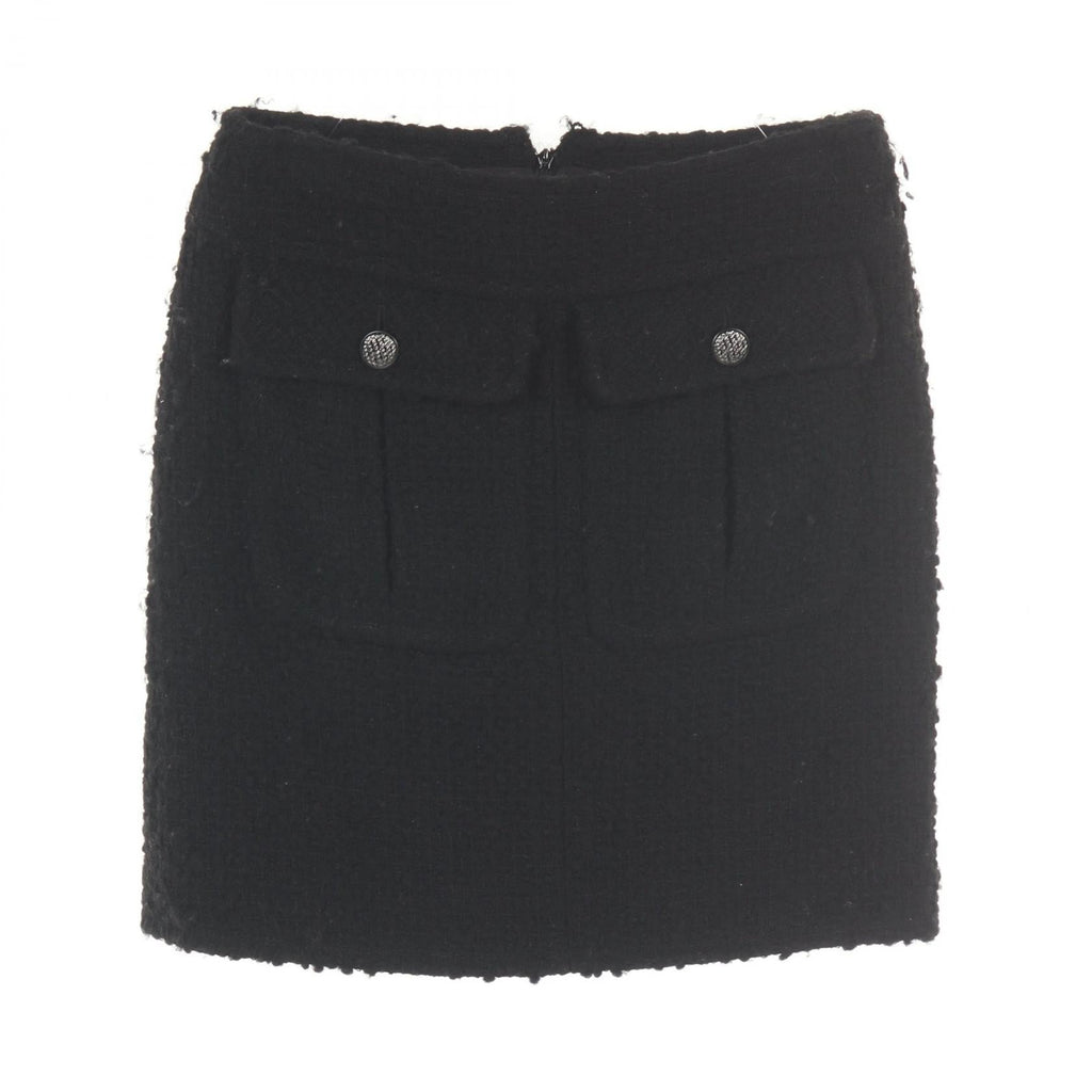 Chanel Coco Mark Button Tweed Wool Skirt