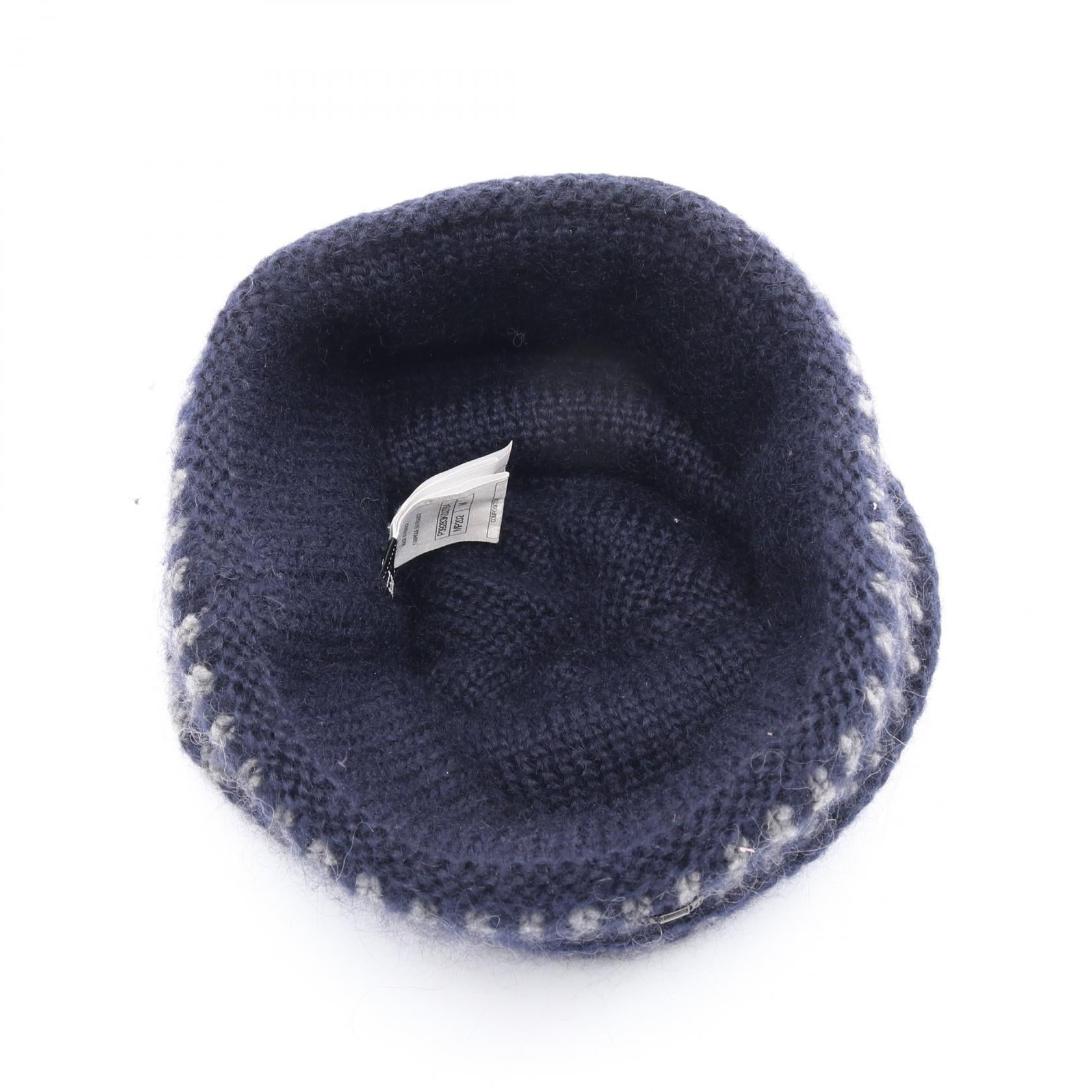 Chanel Coco Mark Button Wool Mohair Knit Cap