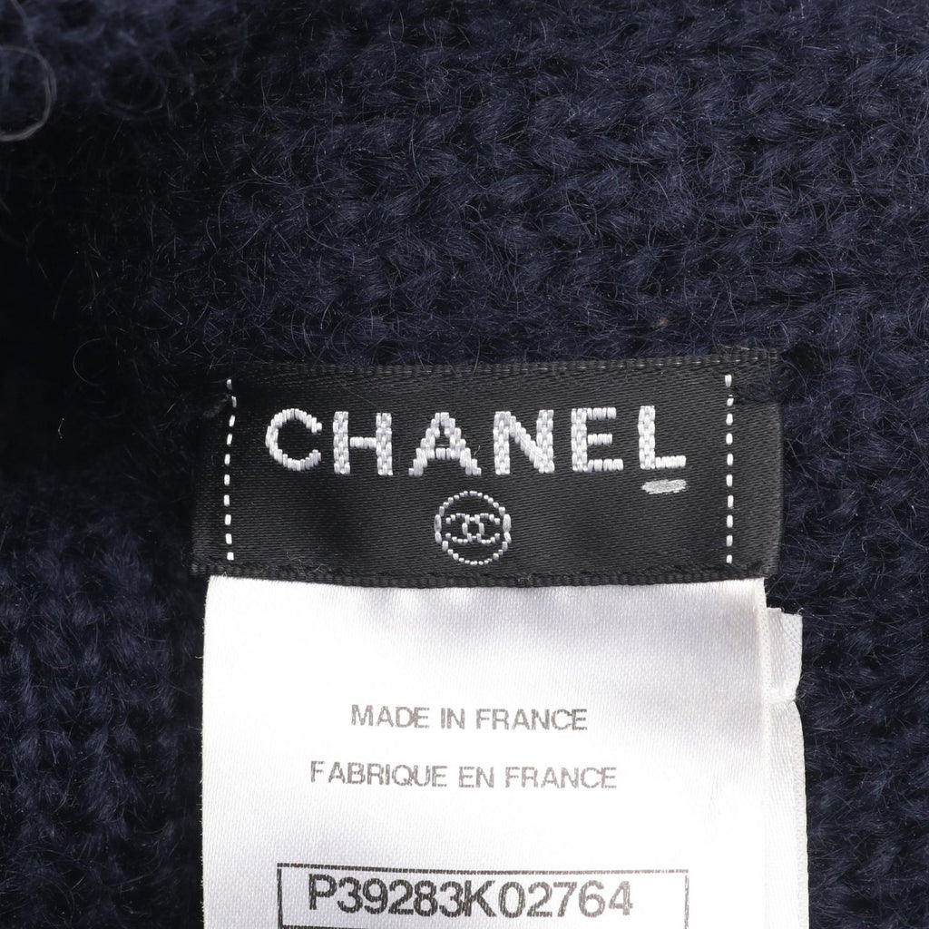 Chanel Coco Mark Button Wool Mohair Knit Cap