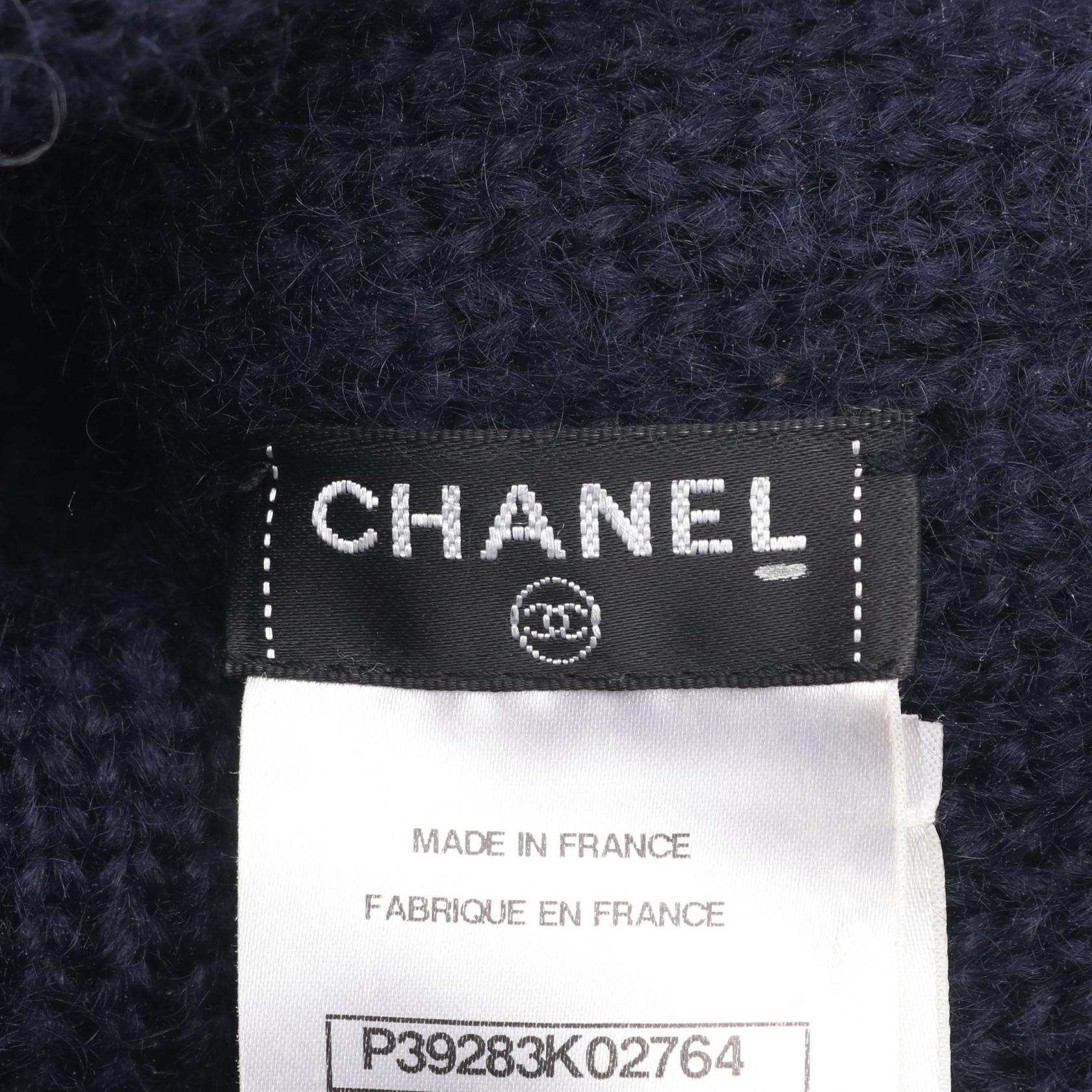 Chanel Coco Mark Button Wool Mohair Knit Cap