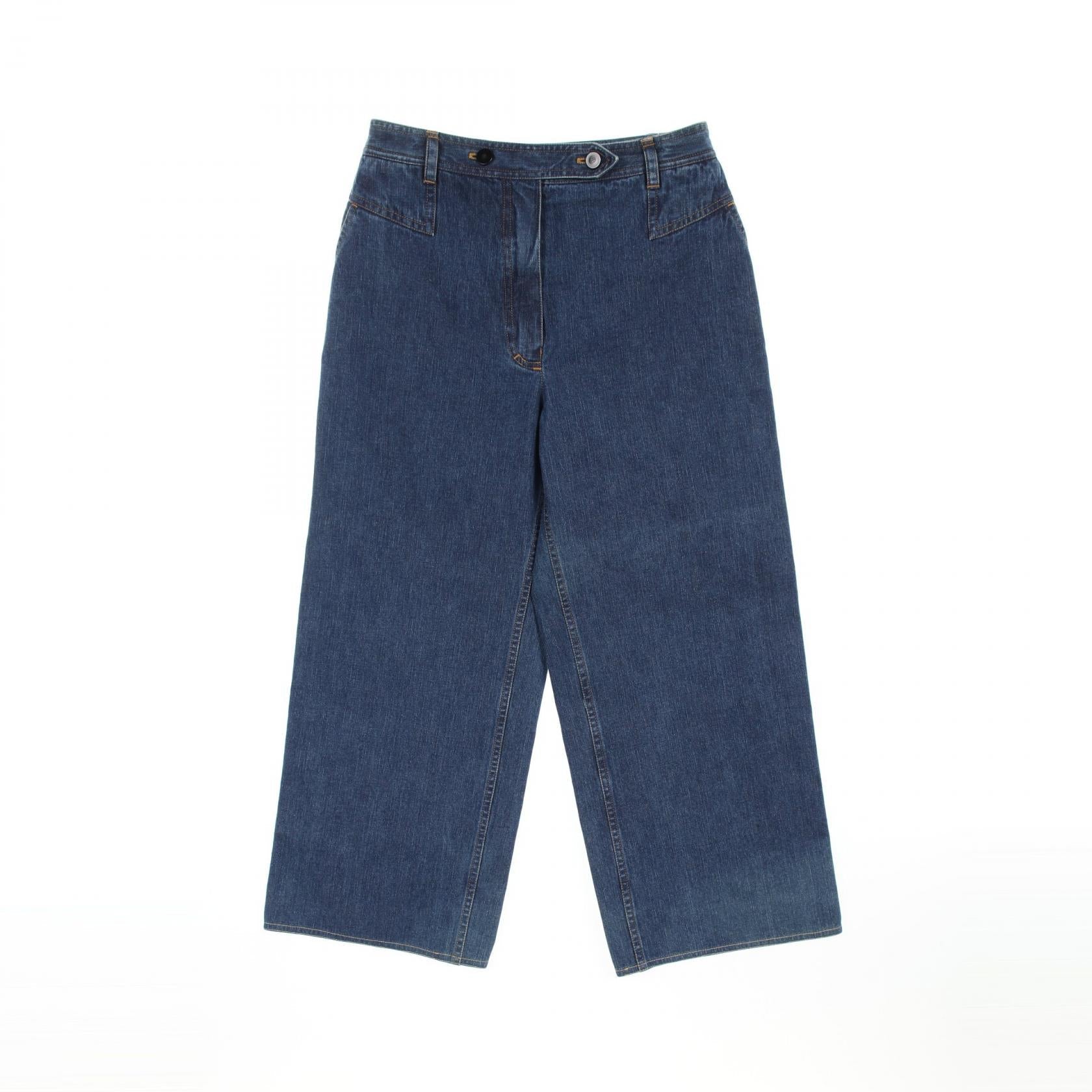 Chanel Coco Mark Button Cotton Denim Pants