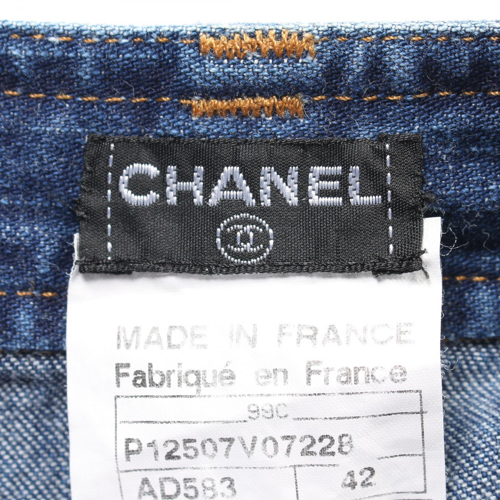 Chanel Coco Mark Button Cotton Denim Pants