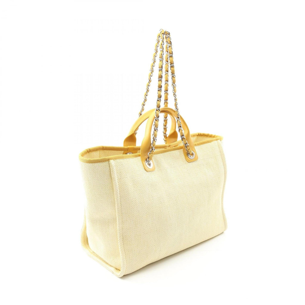 Chanel Deauville Leather Raffia Tote Bag