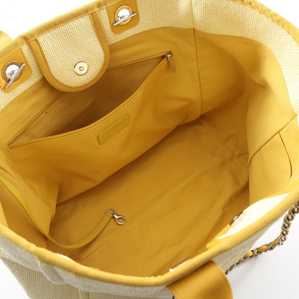 Chanel Deauville Leather Raffia Tote Bag