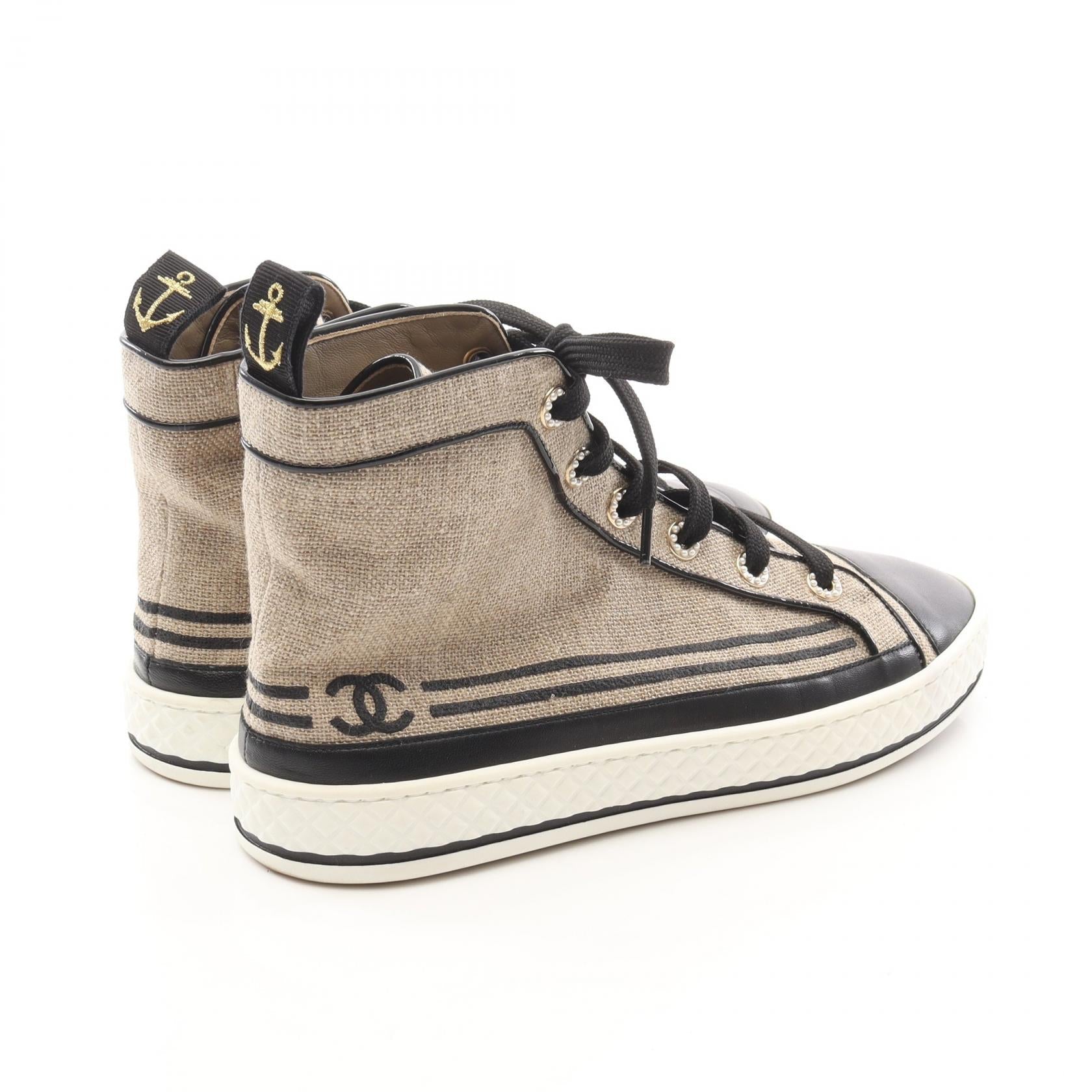 Chanel Coco Mark Canvas Leather Sneakers