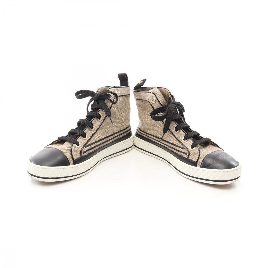 Chanel Coco Mark Canvas Leather Sneakers