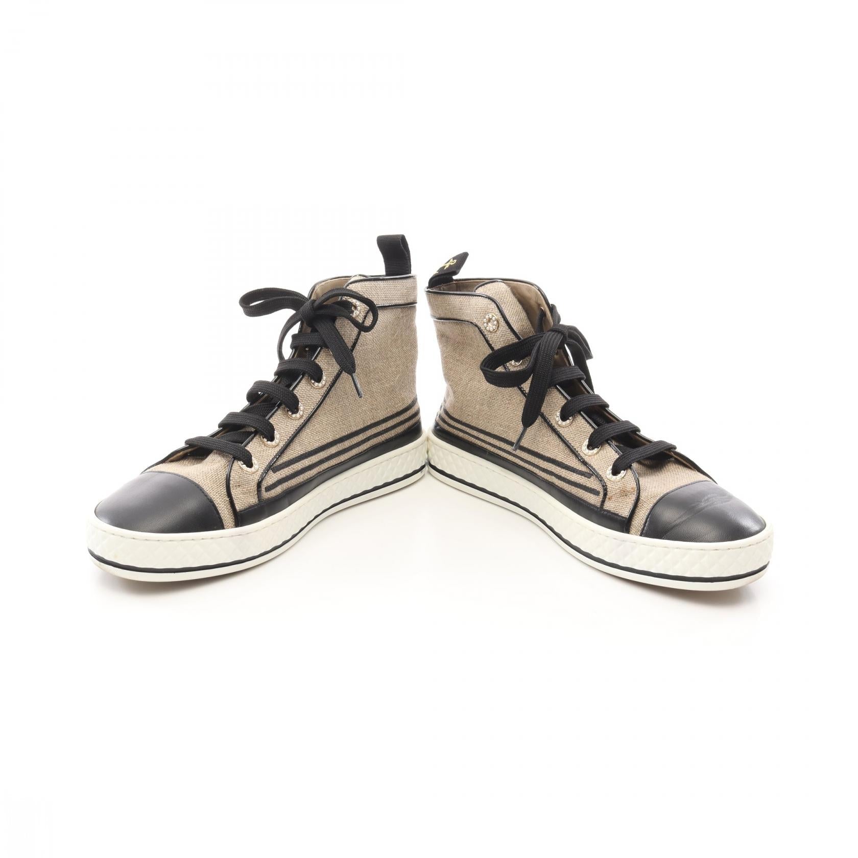 Chanel Coco Mark Canvas Leather Sneakers