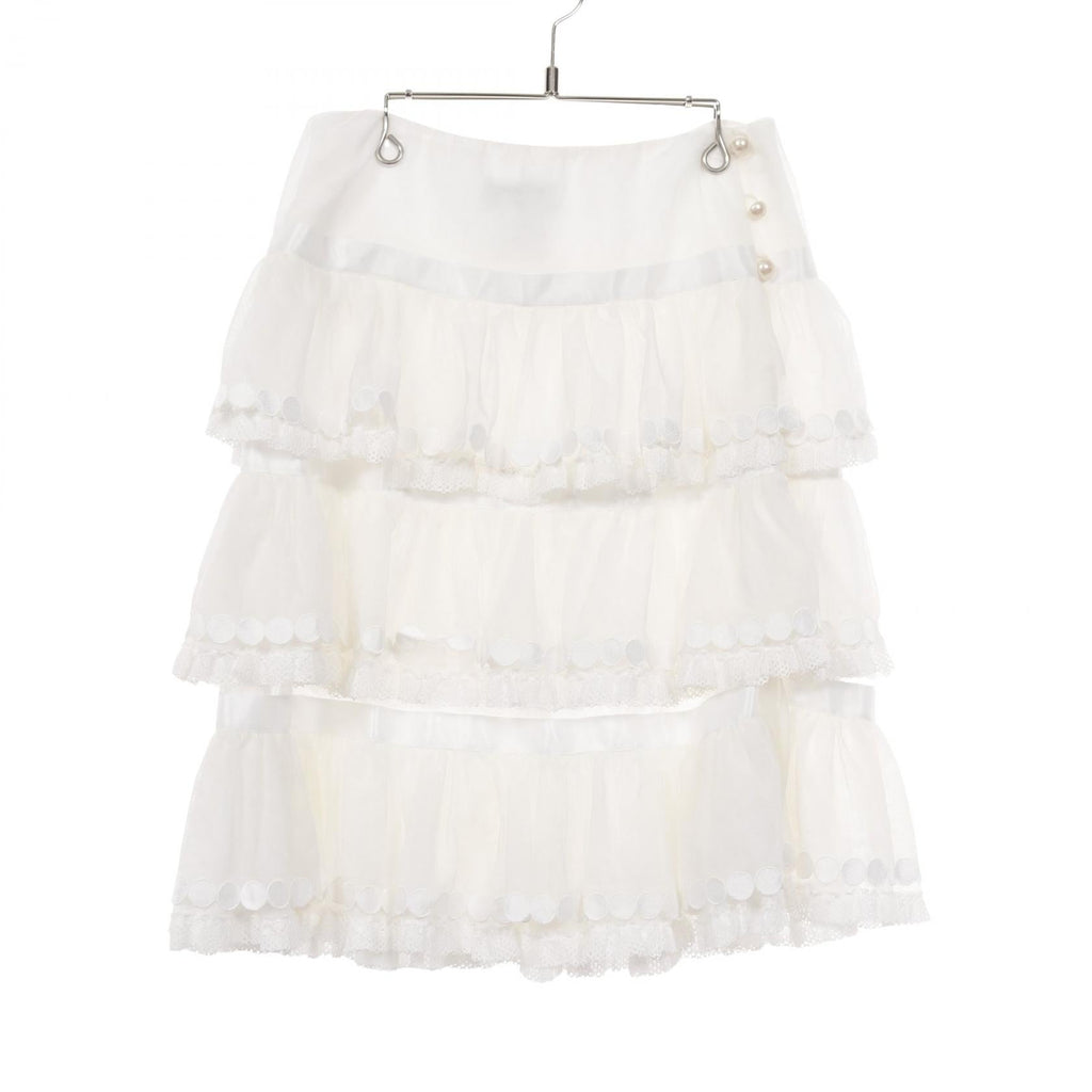 Chanel Pearl Button Tiered Nylon Skirt