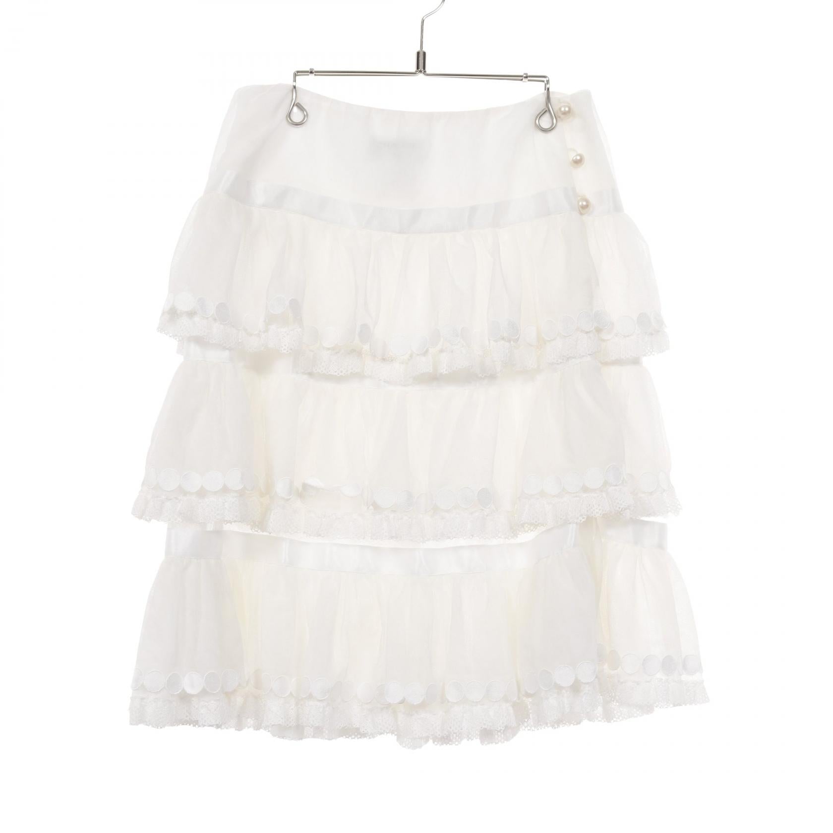 Chanel Pearl Button Tiered Nylon Skirt