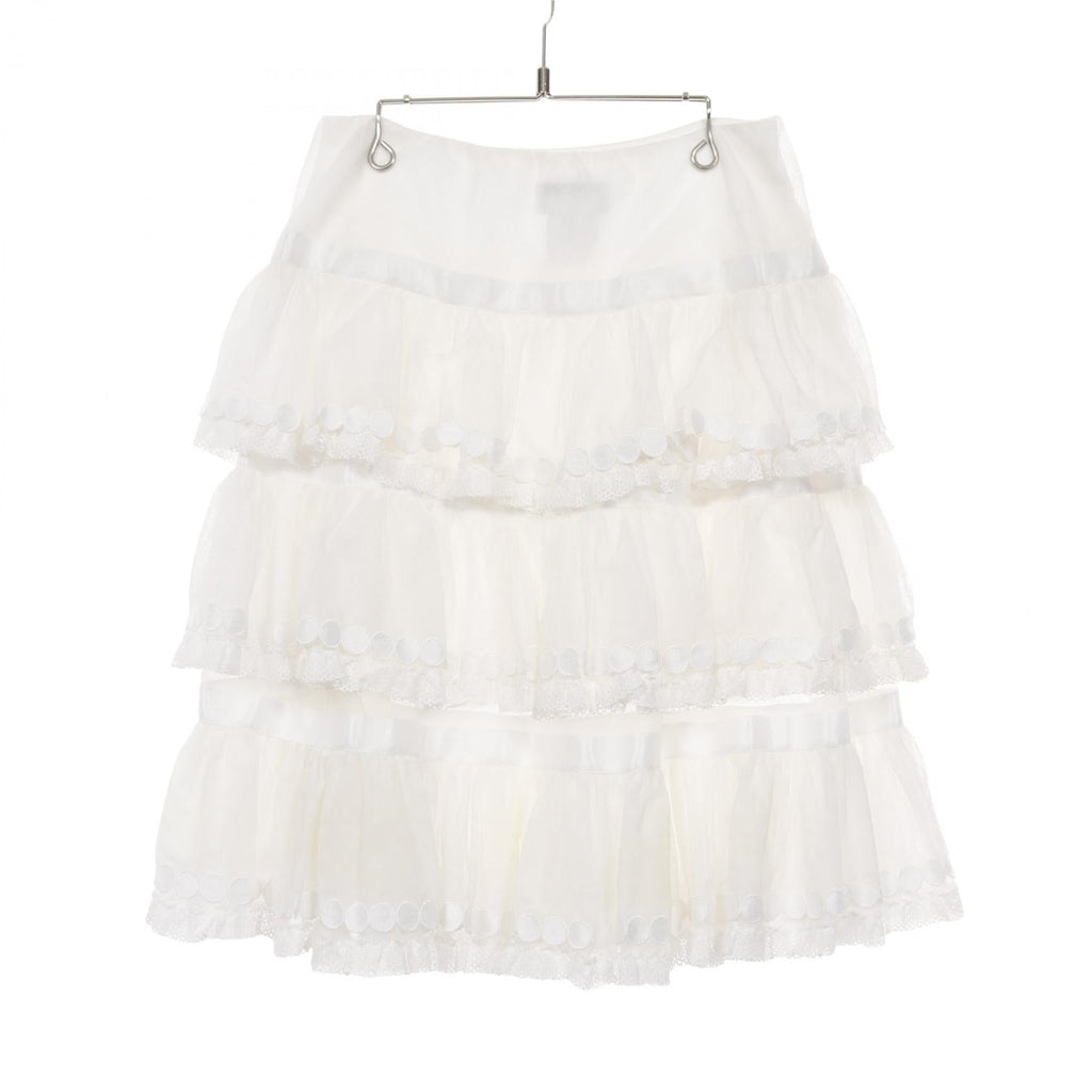Chanel Pearl Button Tiered Nylon Skirt
