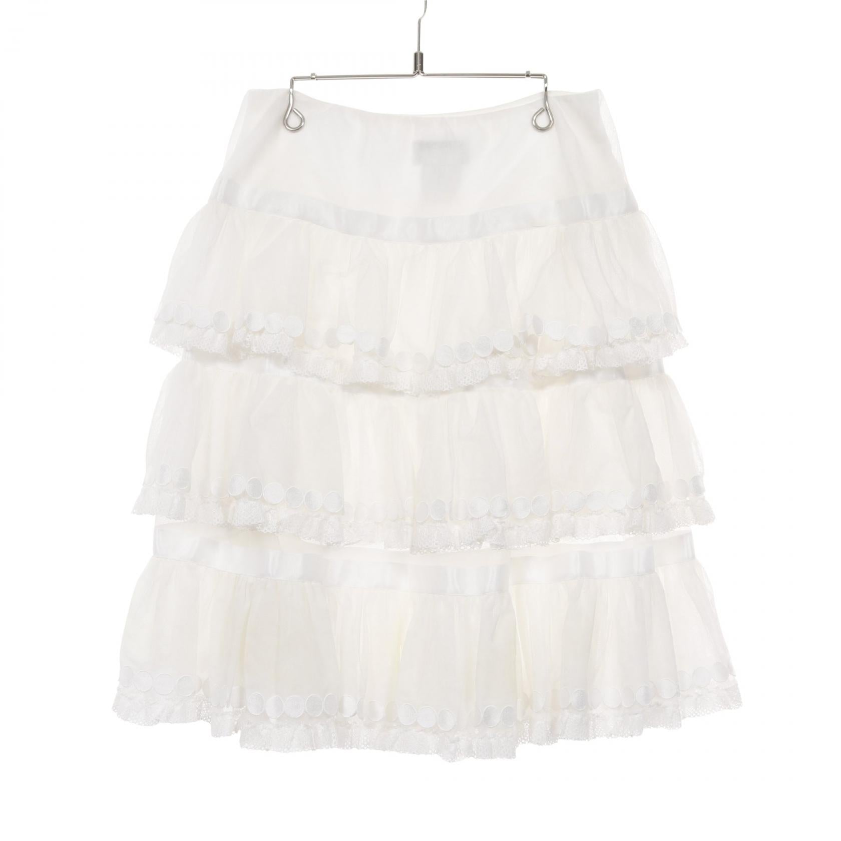 Chanel Pearl Button Tiered Nylon Skirt