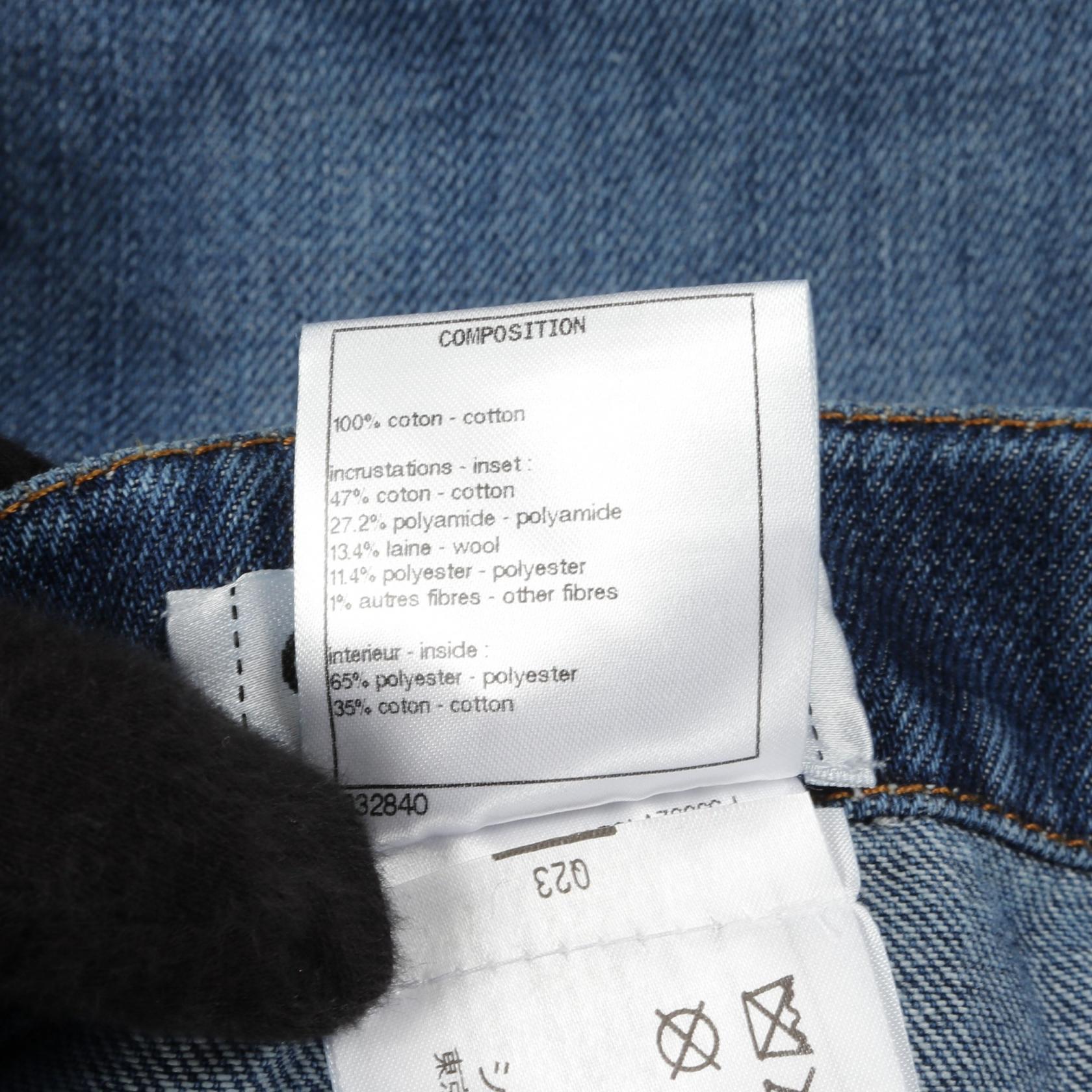 Chanel Tweed Trim Cotton Denim Pants