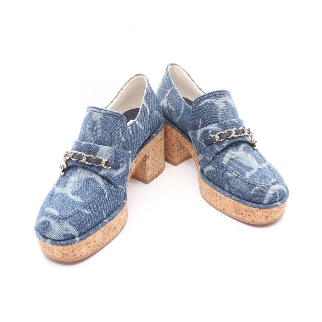 Chanel Coco Mark Denim Platform Loafers