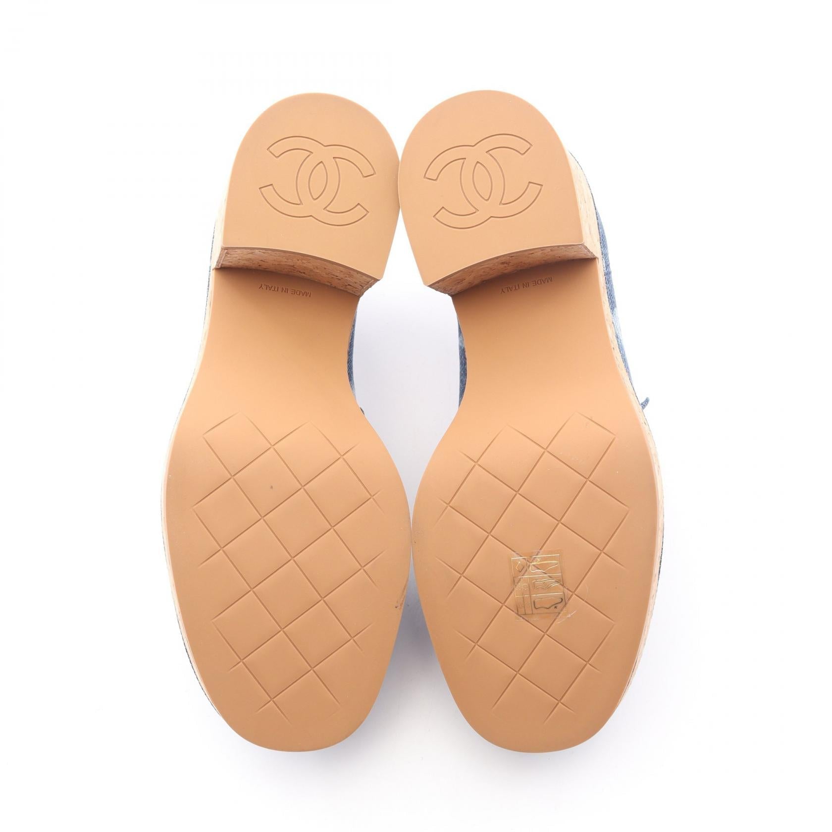 Chanel Coco Mark Denim Platform Loafers