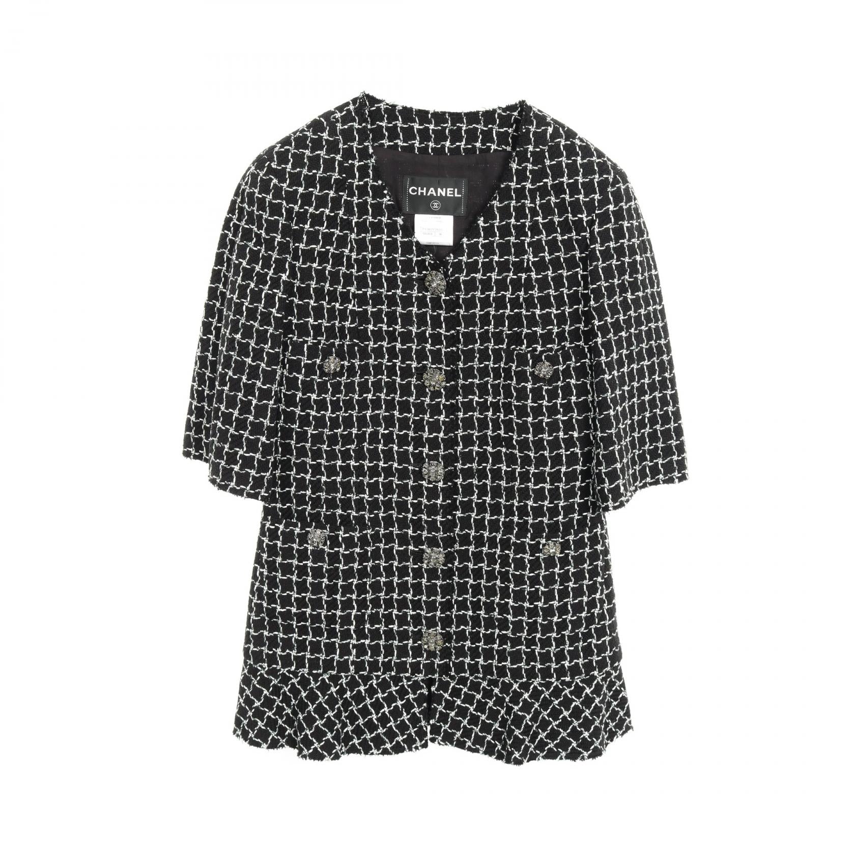 Chanel Gripoix Button Tweed Wool Cotton Jacket