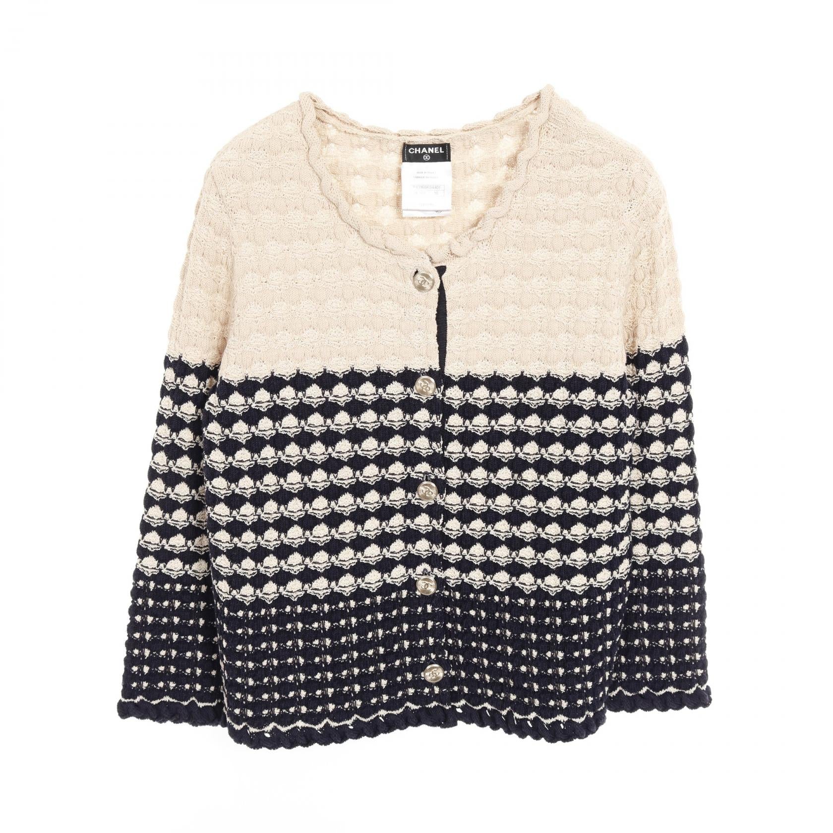 Chanel Coco Mark Button Rayon Cotton Silk igan
