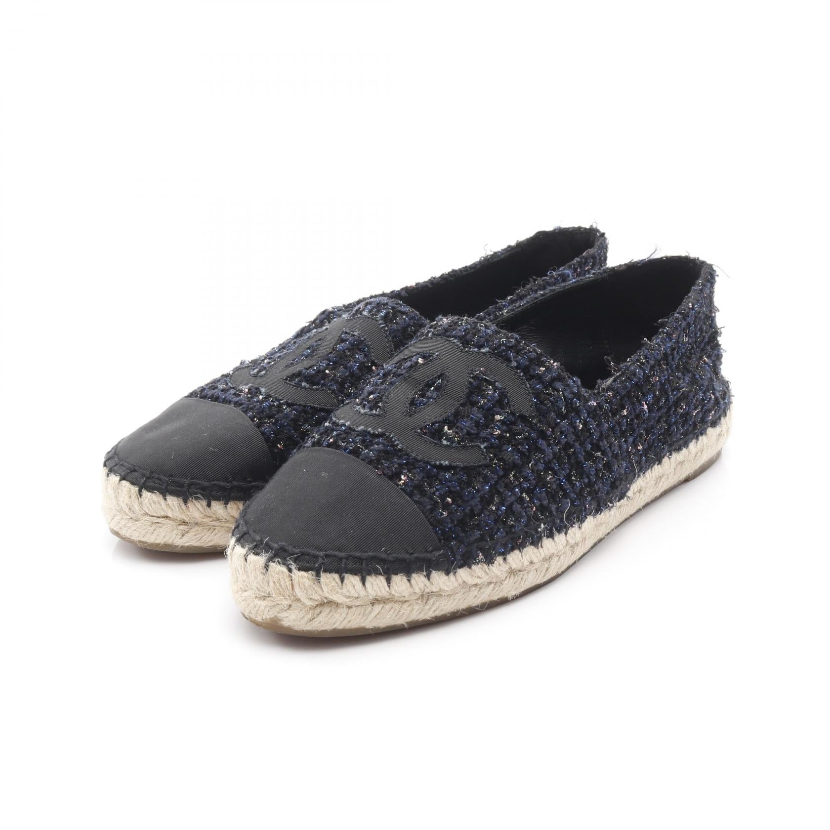 Chanel Coco Mark Fabric Slip-on Shoes