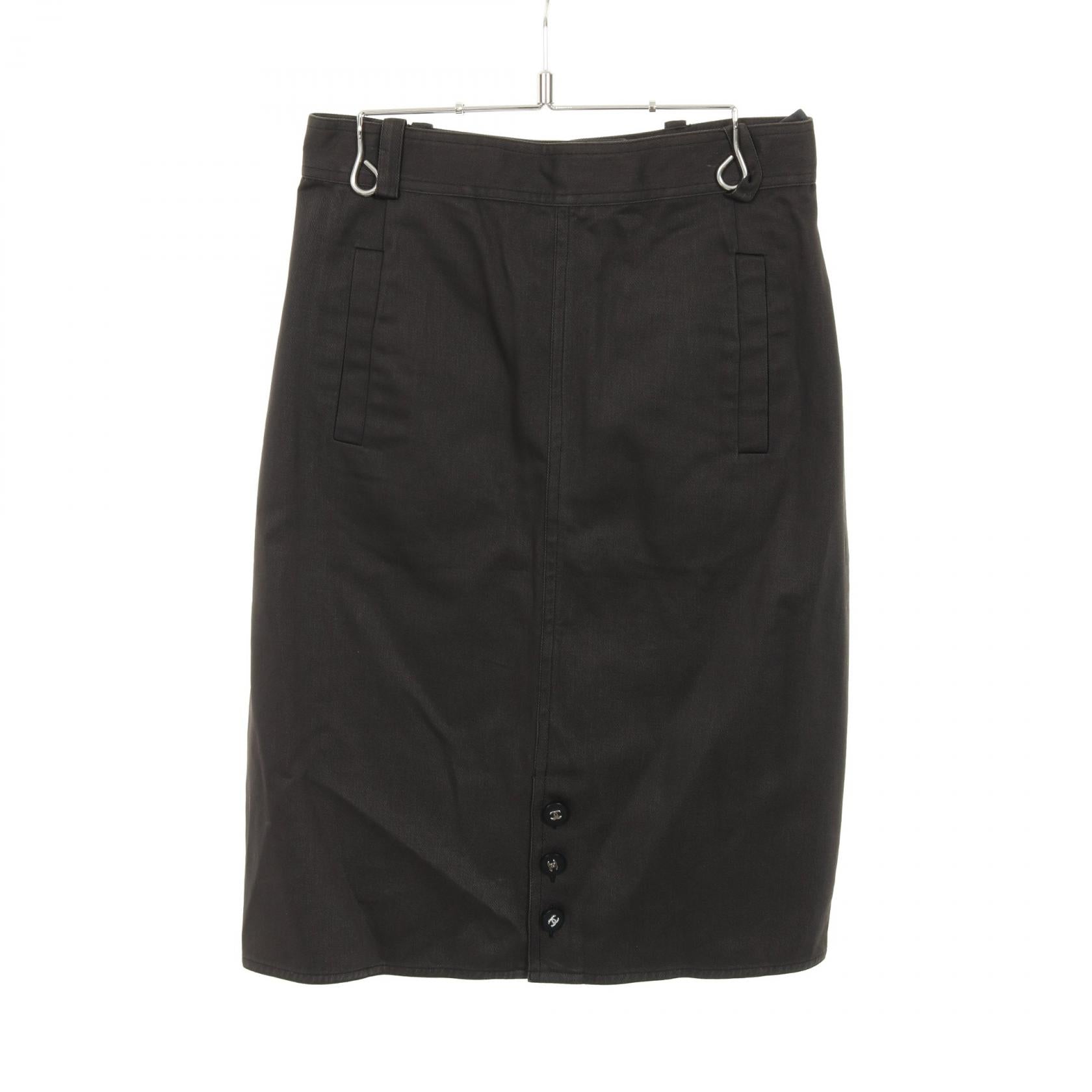 Chanel Coco Mark Button Cotton Skirt