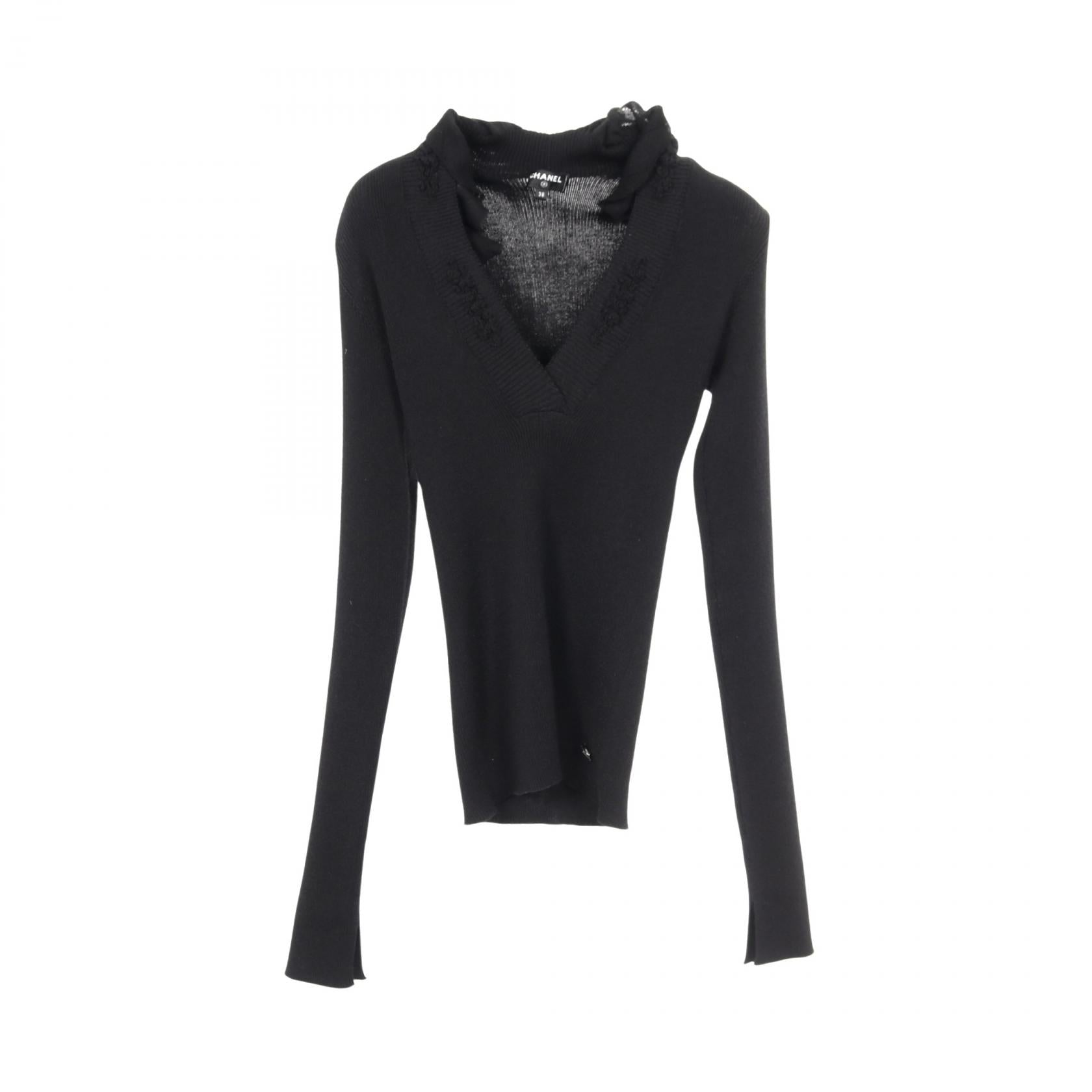 Chanel Frill Cashmere Polyester Knitwear
