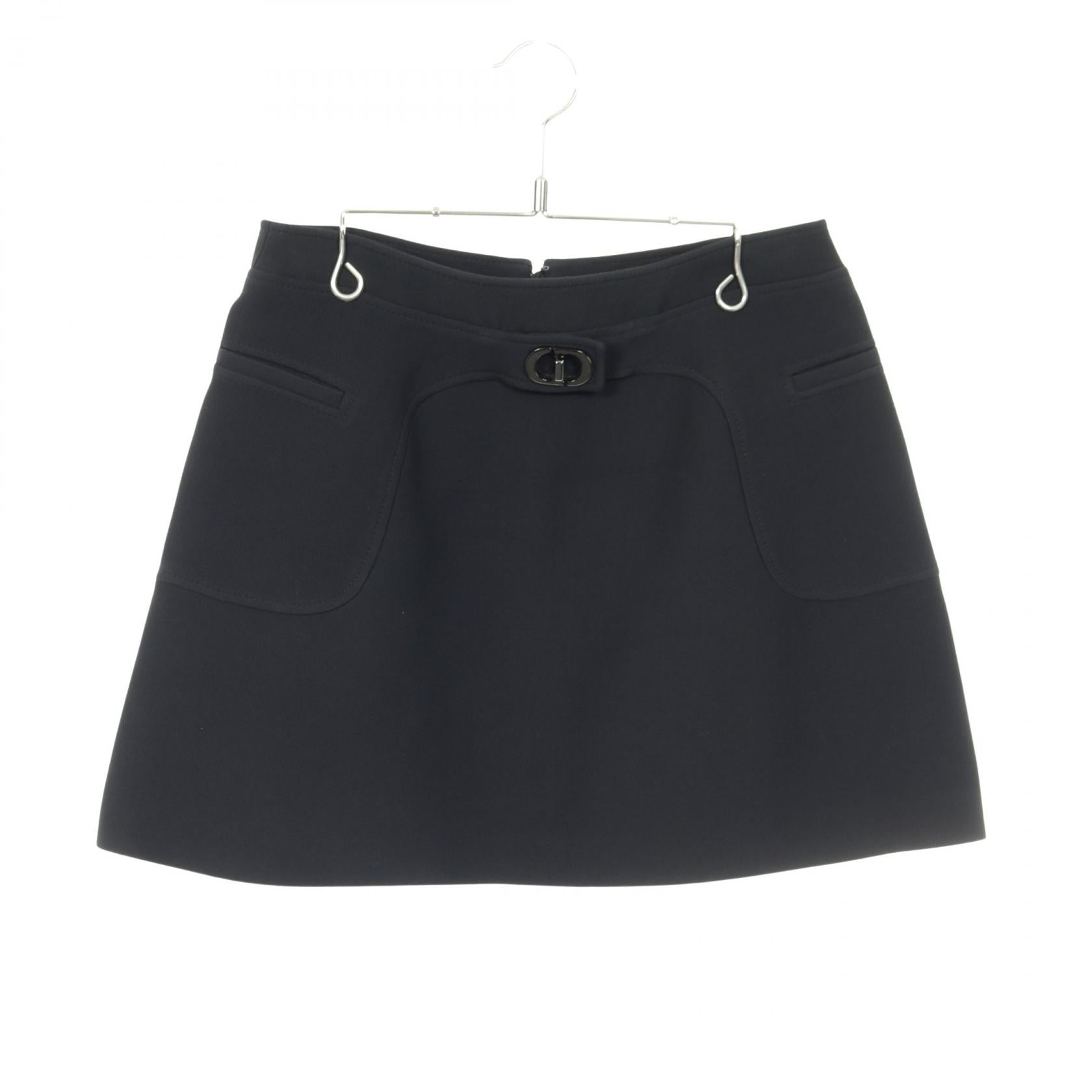 Christian Dior CD Buckle Wool Silk Skirt