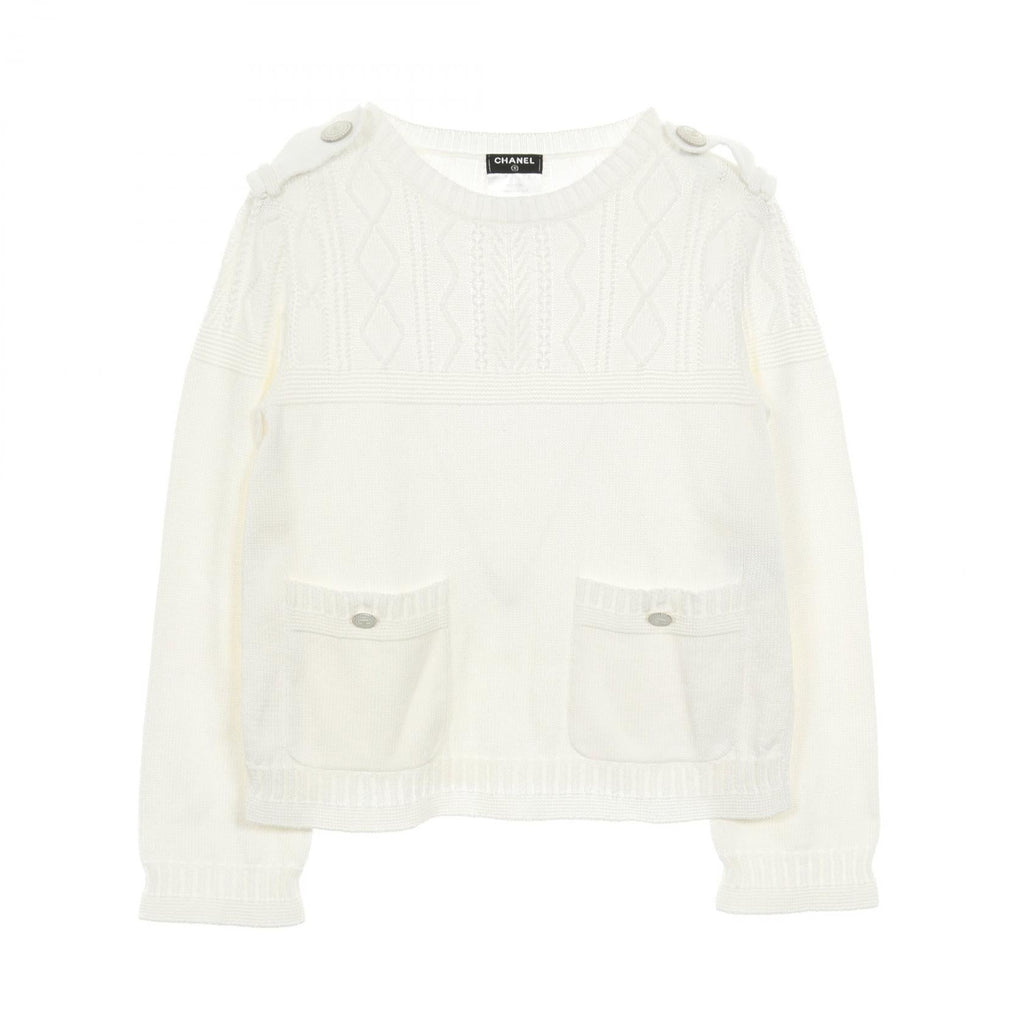 Chanel Coco Mark Button Cotton Knit Top