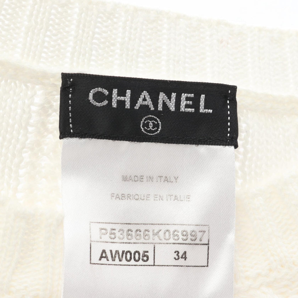 Chanel Coco Mark Button Cotton Knit Top
