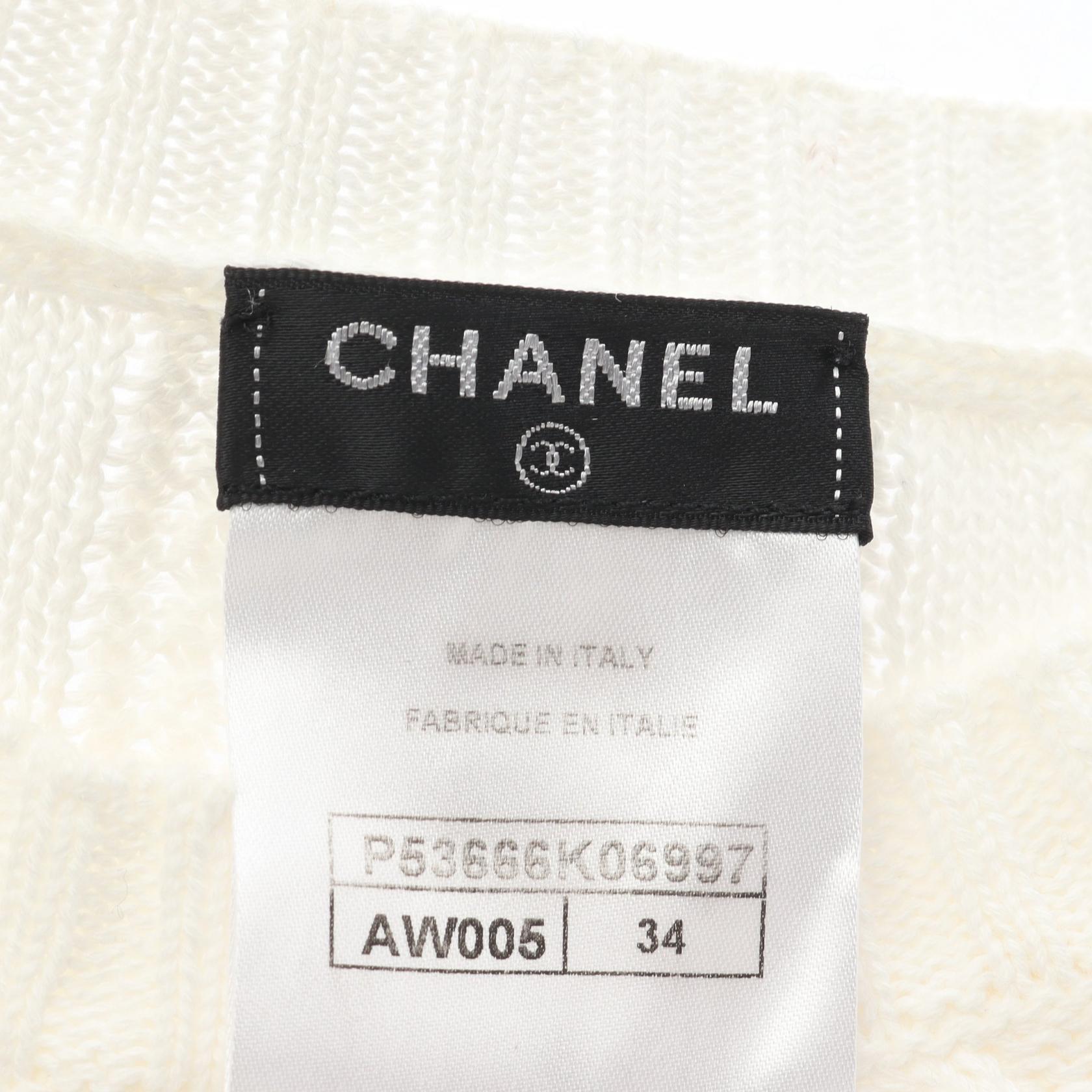 Chanel Coco Mark Button Cotton Knit Top