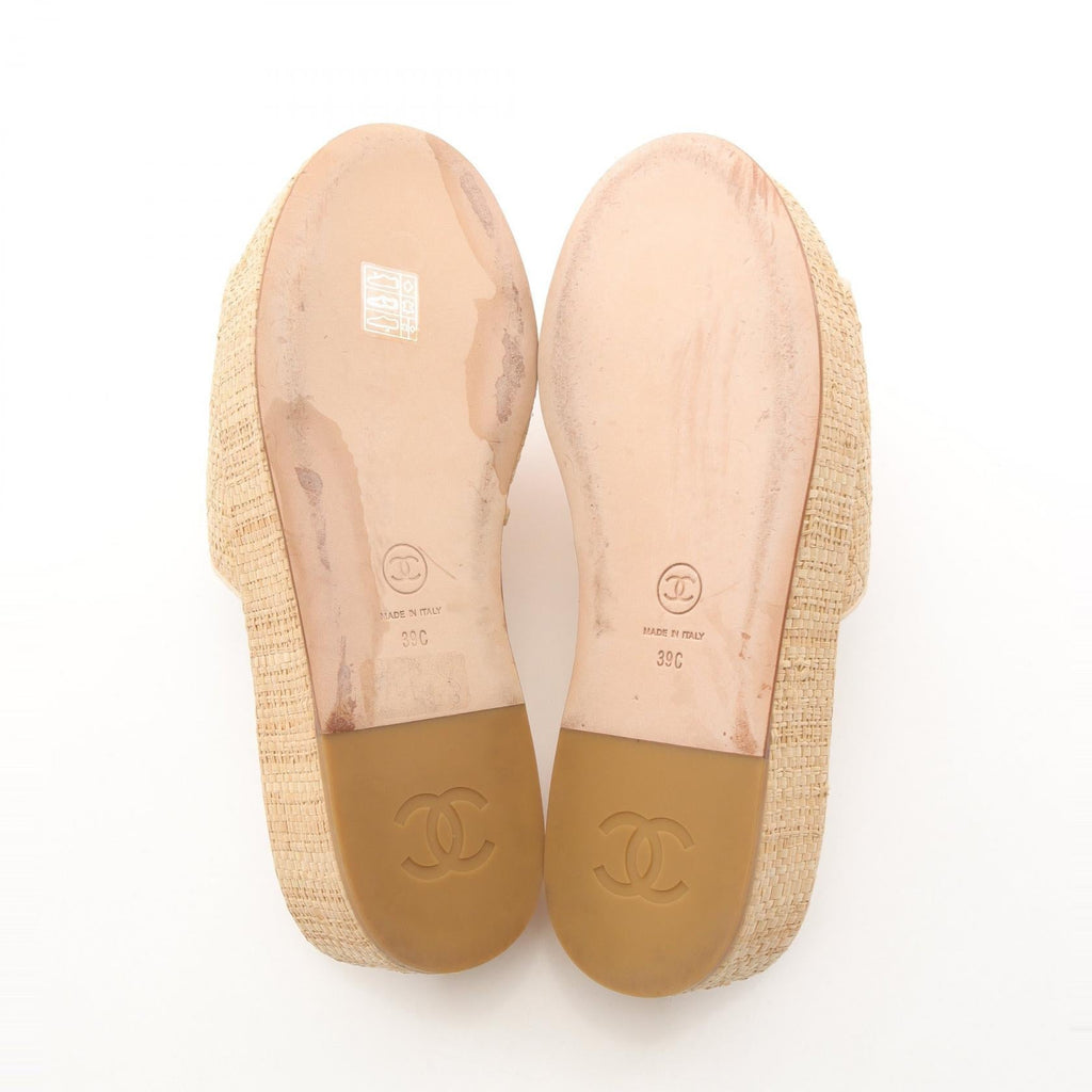 Chanel Coco Mark Straw Sandals