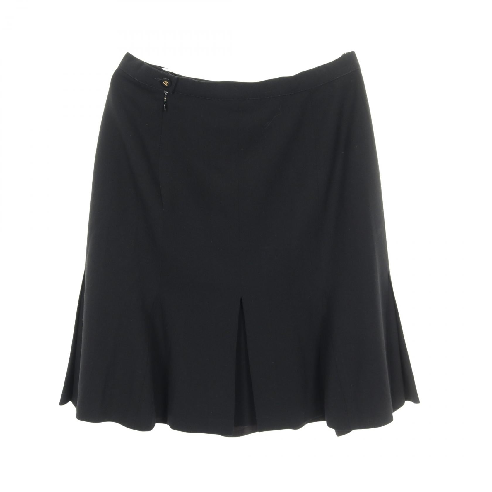 Chanel Coco Mark Button Wool Skirt