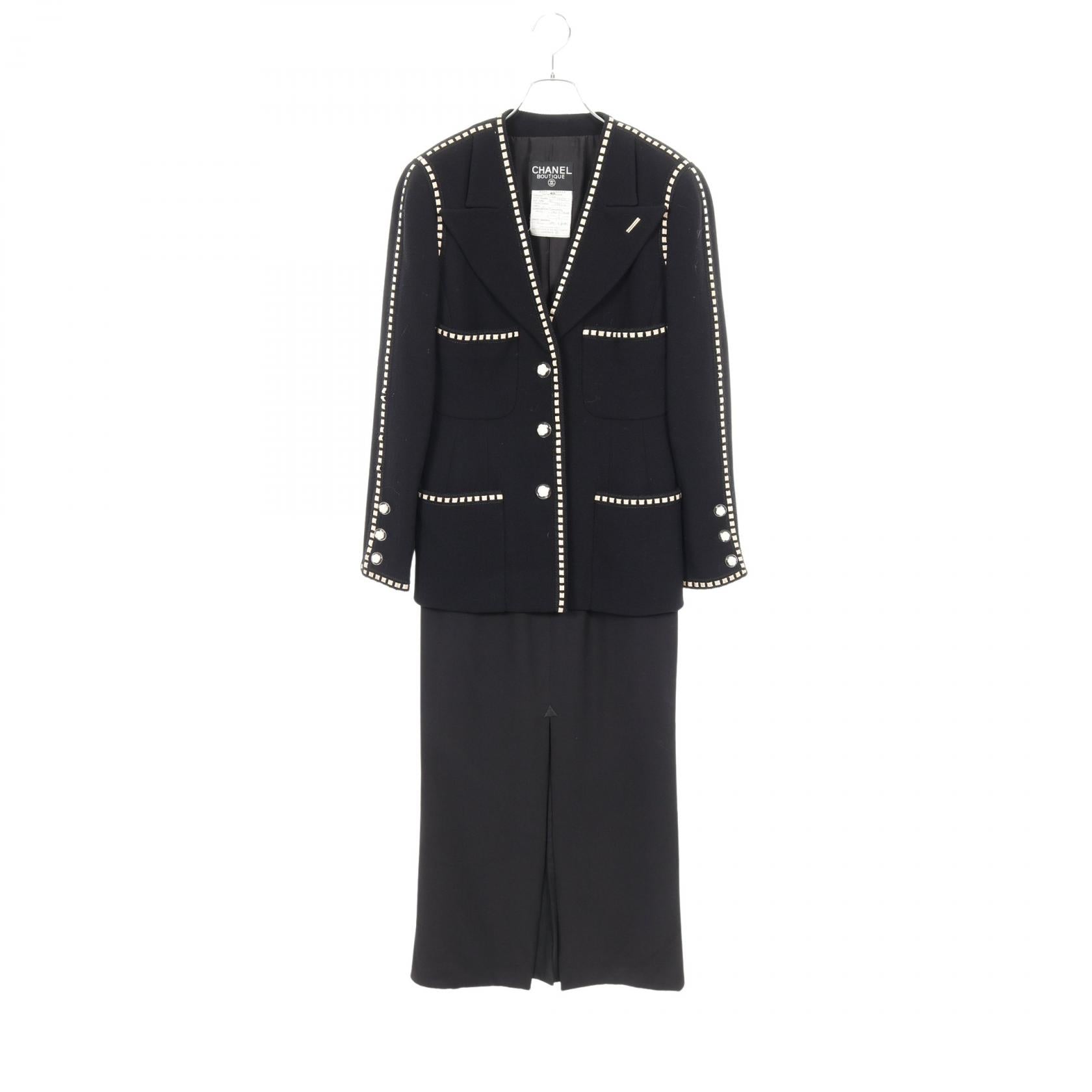 Chanel Camelia Button Wool Silk Suit