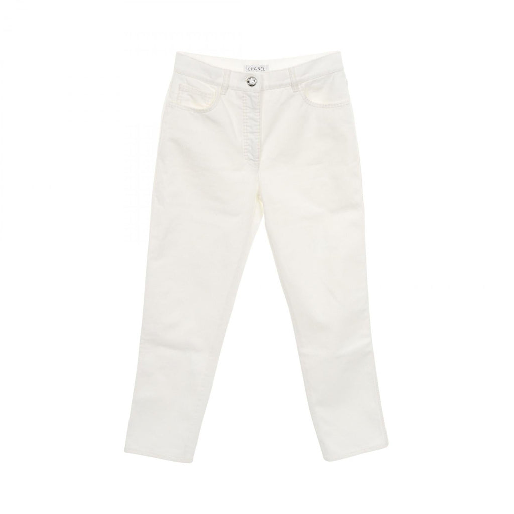 Chanel Coco Mark Button Cotton Denim Pants