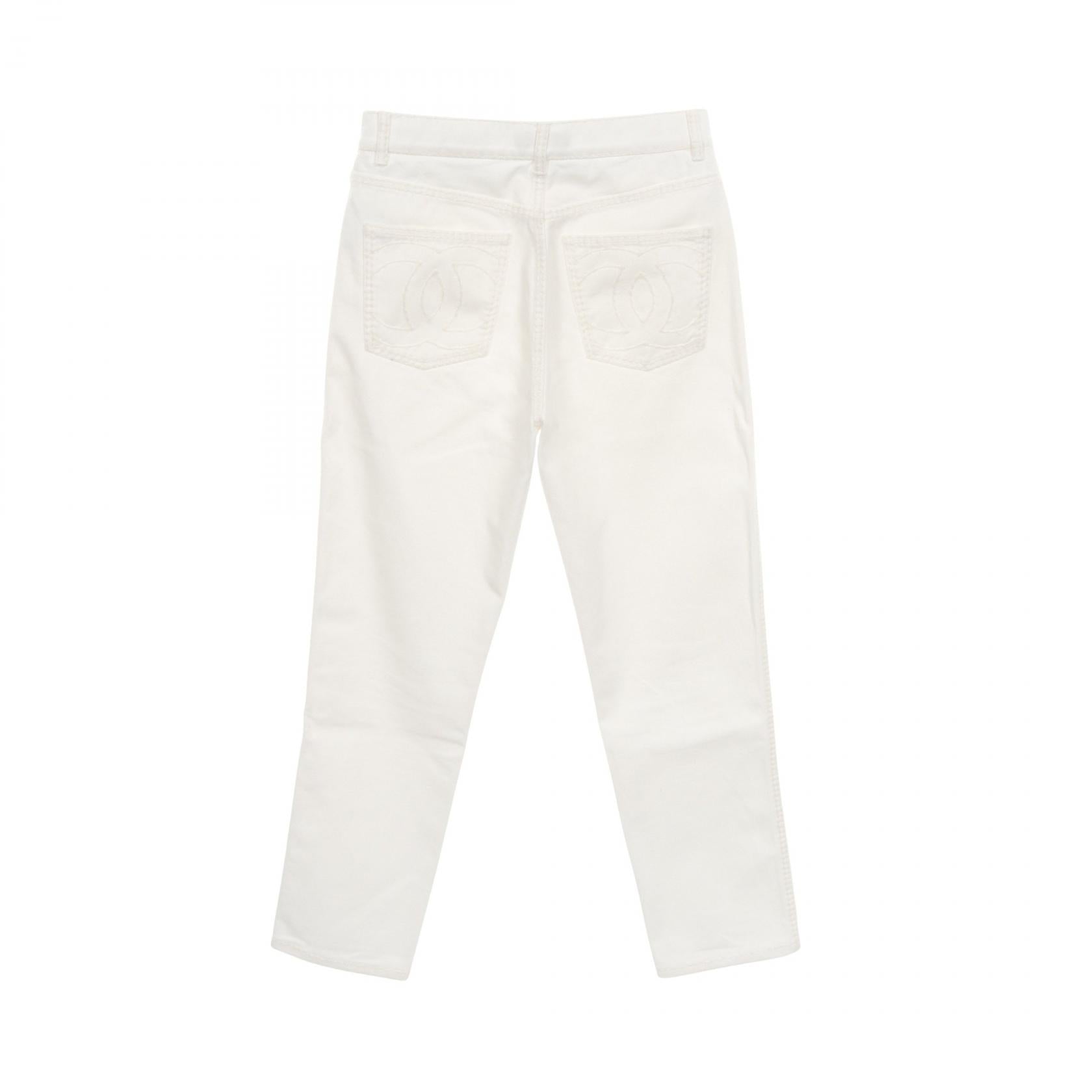 Chanel Coco Mark Button Cotton Denim Pants