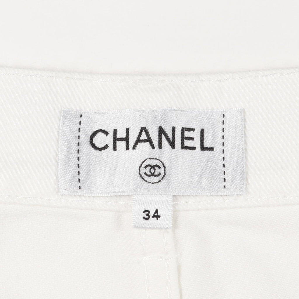 Chanel Coco Mark Button Cotton Denim Pants
