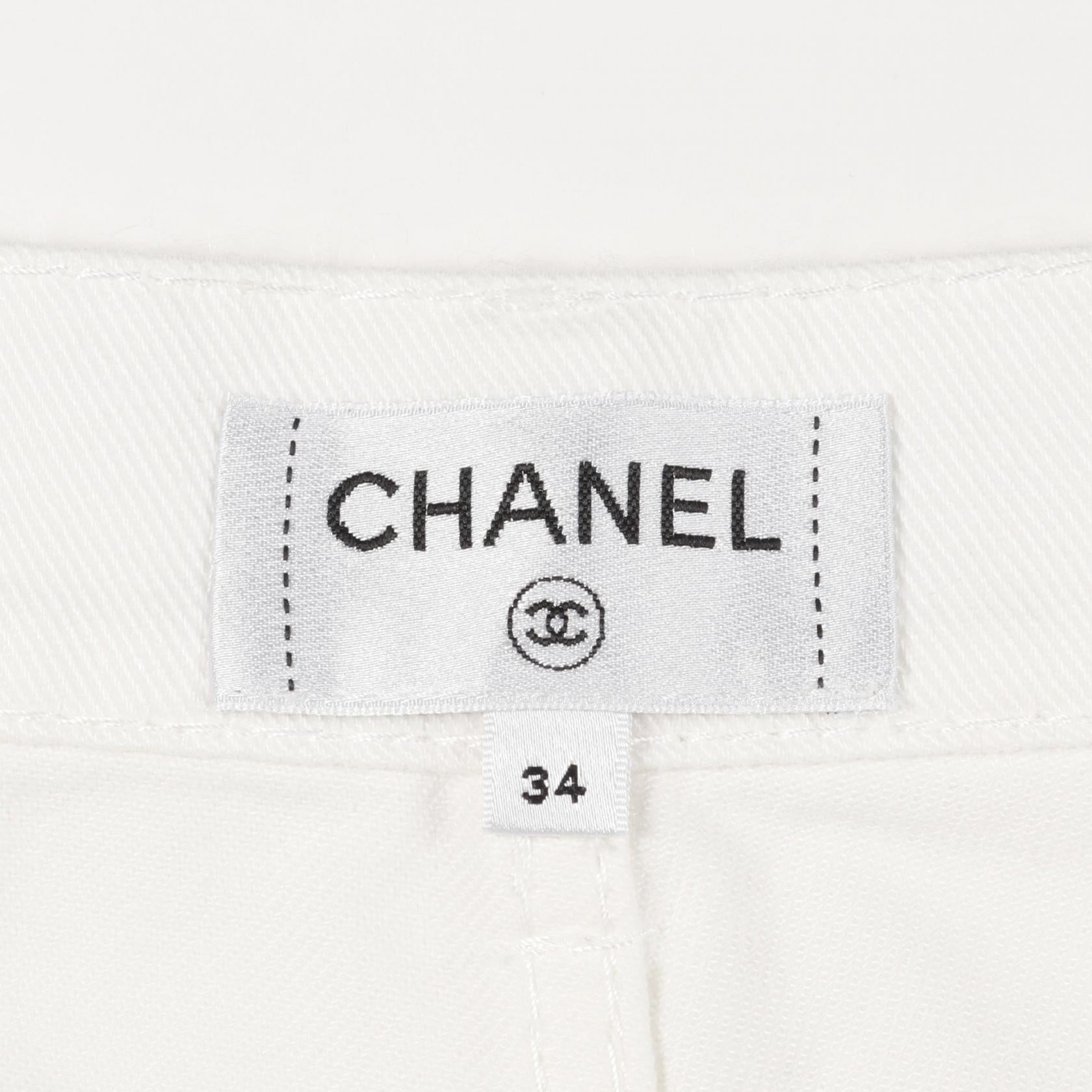 Chanel Coco Mark Button Cotton Denim Pants