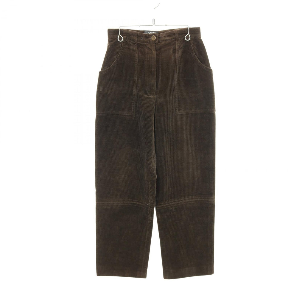 Chanel Coco Mark Button Corduroy Cotton Wool Pants