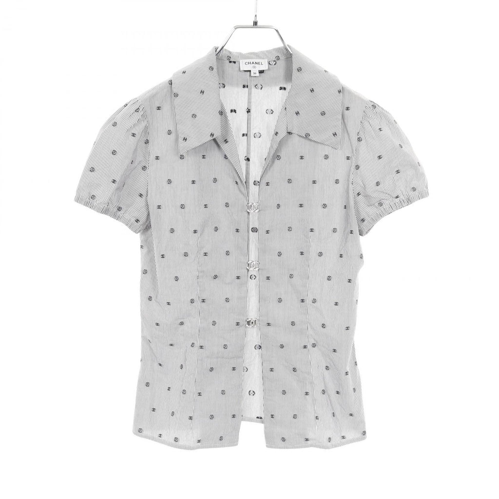 Chanel Coco Mark Camellia Cotton Blouse