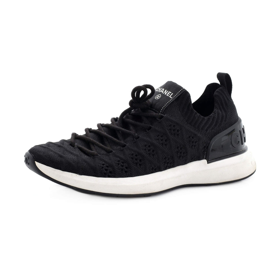 Women's Logo Sock Knit Sneakers Quilted Fabric