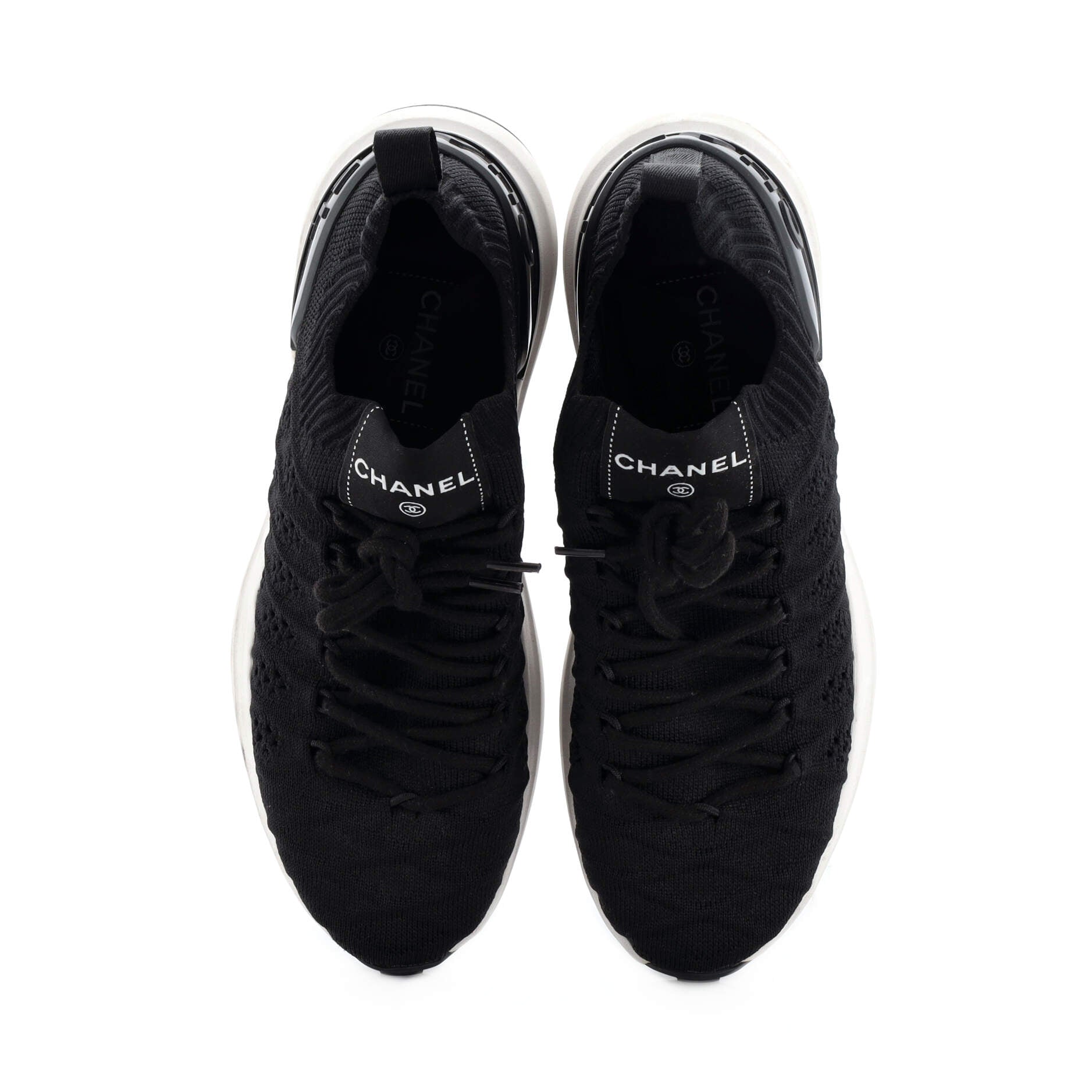 Women's Logo Sock Knit Sneakers Quilted Fabric