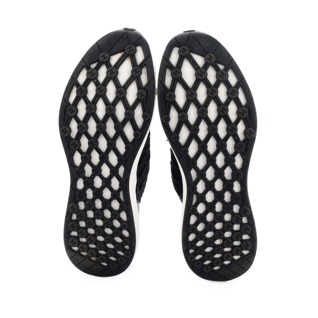 Women's Logo Sock Knit Sneakers Quilted Fabric