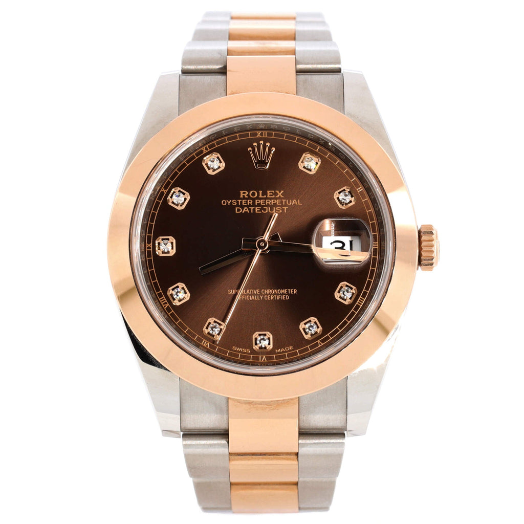 Oyster Perpetual Datejust Automatic Watch Stainless Steel and Rose Gold with Diamond Markers 41