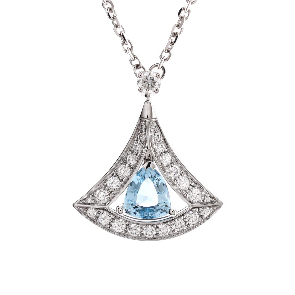 Diva's Dream Pendant Necklace 18K White Gold with Aquamarine and Diamonds