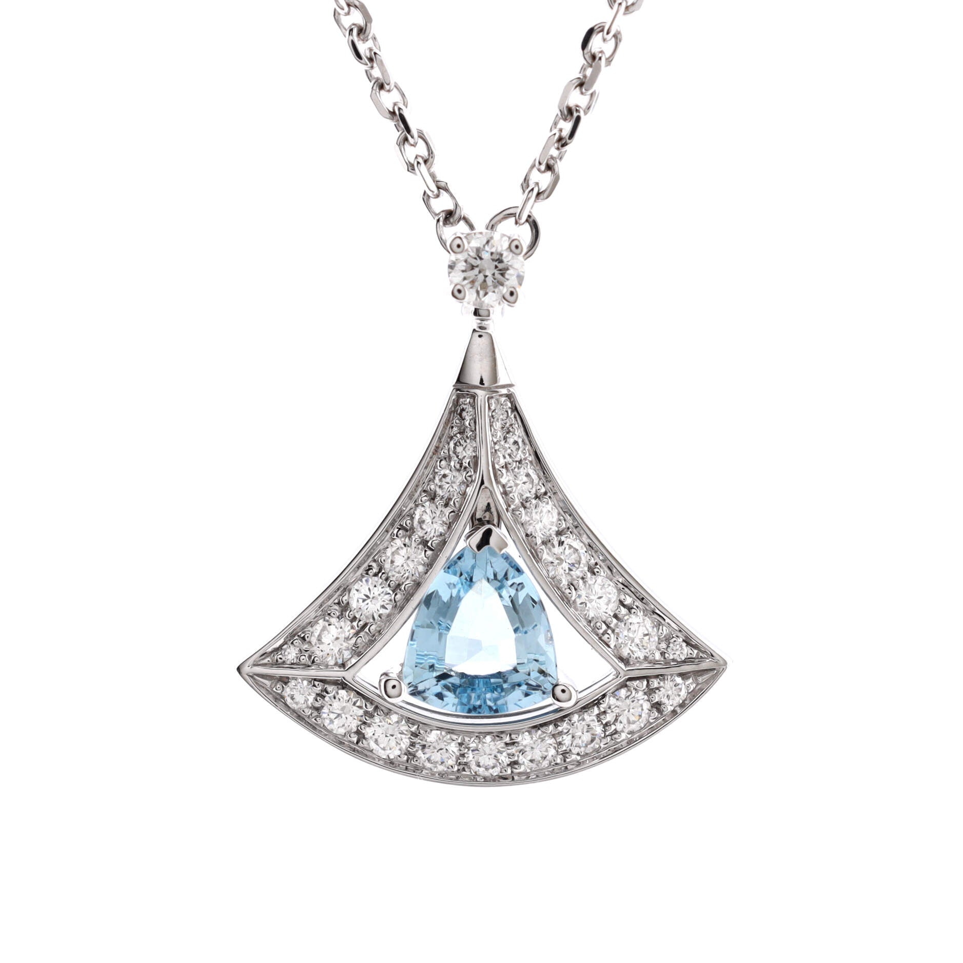 Diva's Dream Pendant Necklace 18K White Gold with Aquamarine and Diamonds